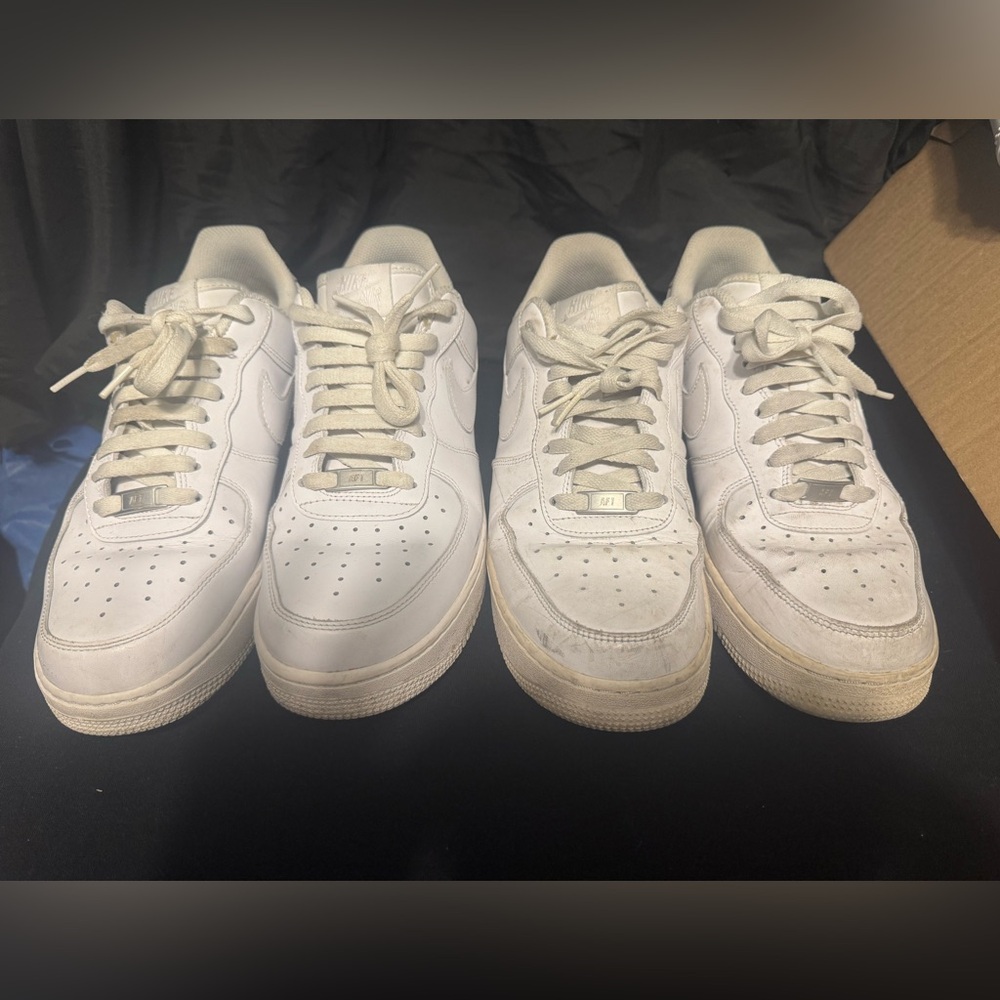 2 pairs of used white airforce 1 lows size 10.5 (needs cleaning)